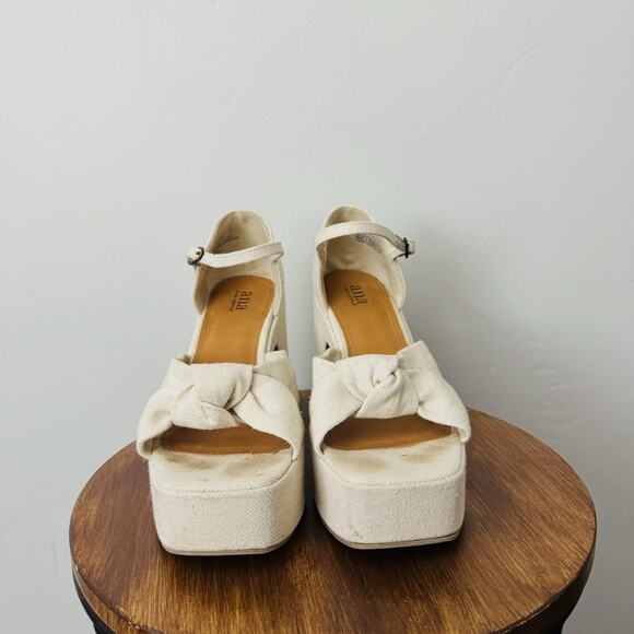 Ana Cream Platform Sandals With Bow Women’s Size 8.5 - Picture 2 of 10